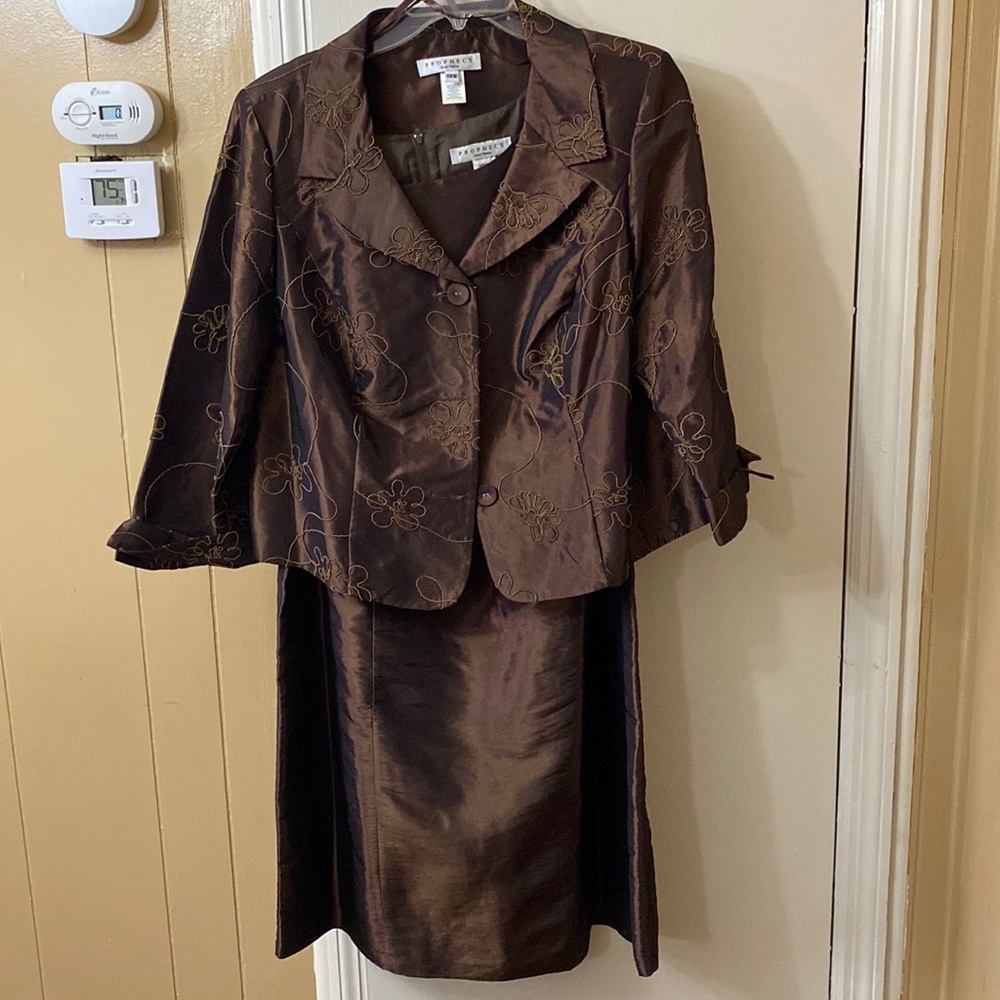 Brown dress with matching designed jacket
